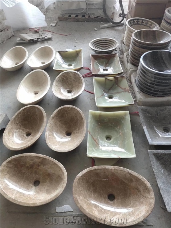 Cheap Price White Yellow and Blue Onyx Sink Basin
