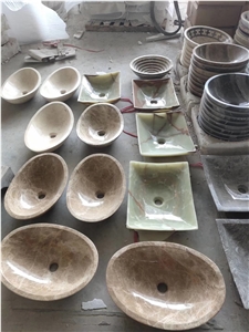 Cheap Price White Yellow and Blue Onyx Sink Basin