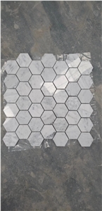 Mixed White and Grey Hexagon Square Marble Mosaic