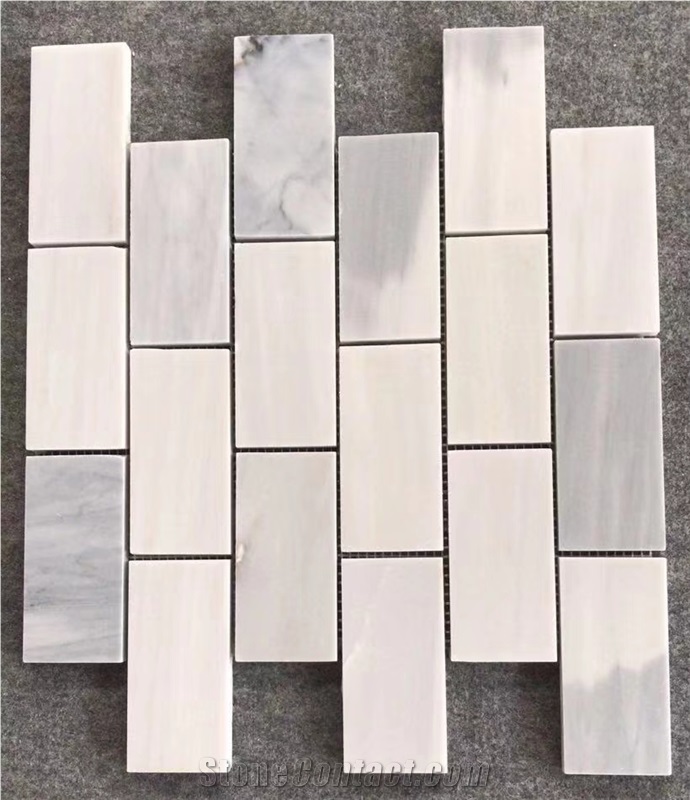 Mixed White and Grey Hexagon Square Marble Mosaic