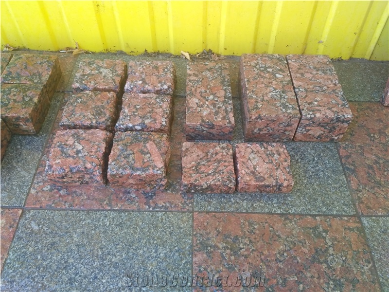 Rosso Santiago Red Granite Flamed Paving Stone