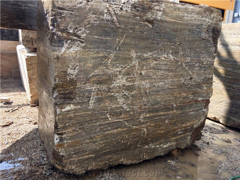 Golden Titanium Travertine Blocks