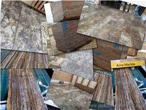 Golden Titanium Travertine Blocks