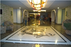 Waterjet Cut Marble Inlay Floor Pattern