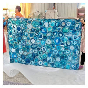 Backlit Blue Onyx Slab Polished Agate Wall Panel Backlit Blue Onyx Slab Polished Agate Wall Panel