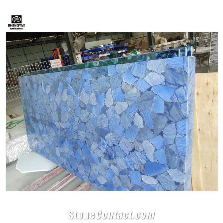 Blue Gemstone Composite Aventurine Quartz Slab