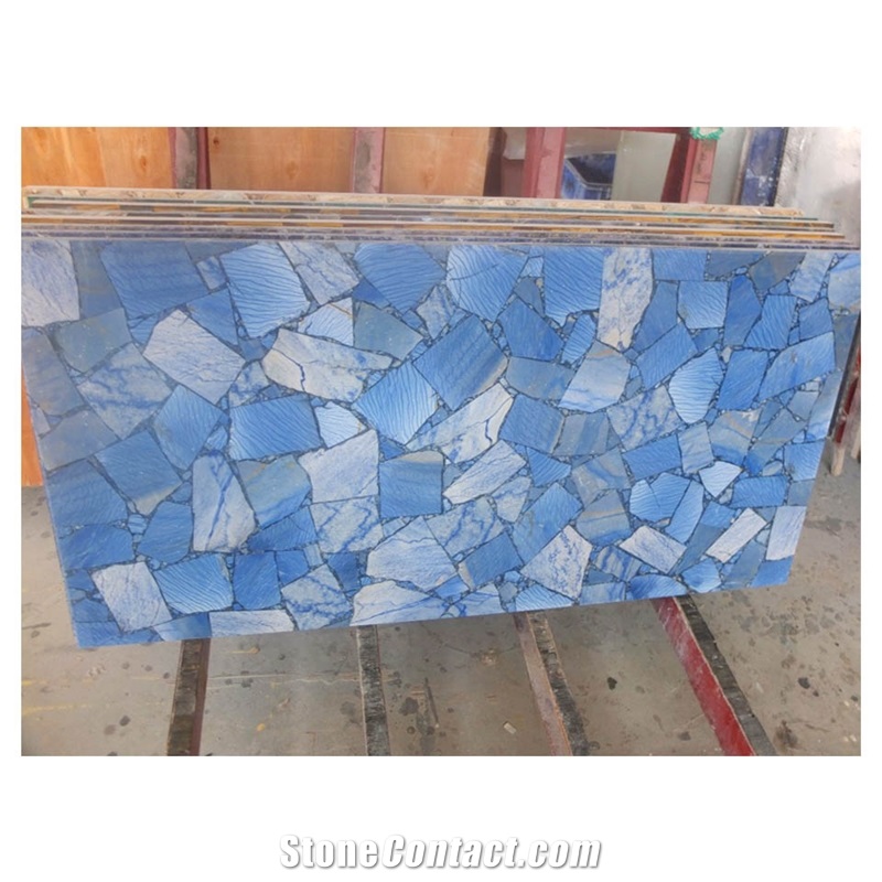 Blue Gemstone Composite Aventurine Quartz Slab