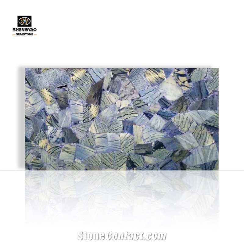 Blue Gemstone Composite Aventurine Quartz Slab