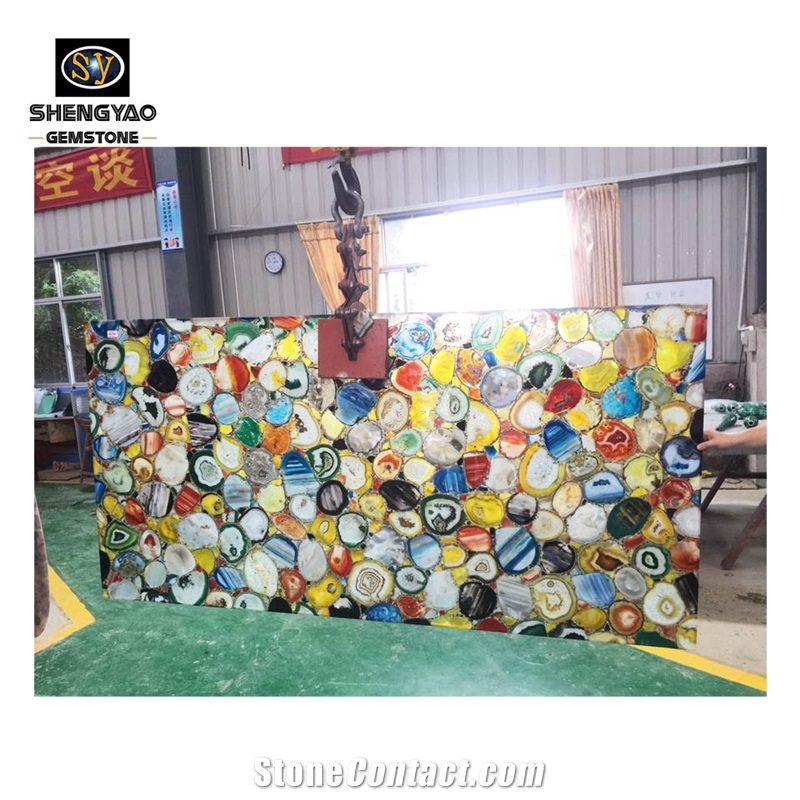 Colourful Semiprecious Stone Slab Mix Agate Slab