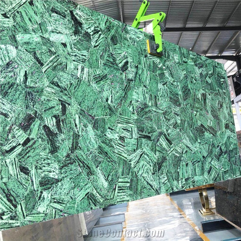 Green Gemstone Slab Red Emerald Big Slab