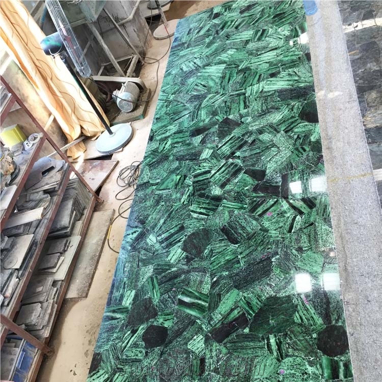 Green Gemstone Slab Red Emerald Big Slab