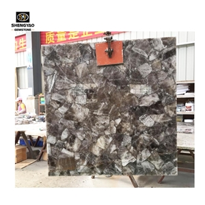 Grey Gemstone Wall Tile Smoky Quartz Slab