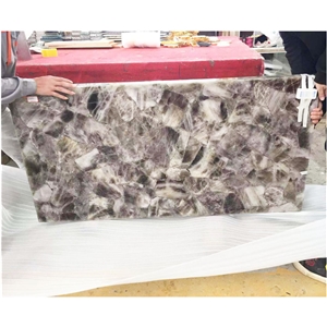 Grey Gemstone Wall Tile Smoky Quartz Slab
