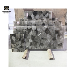 Grey Gemstone Wall Tile Smoky Quartz Slab
