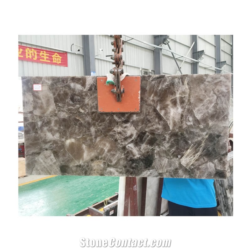 Grey Gemstone Wall Tile Smoky Quartz Slab