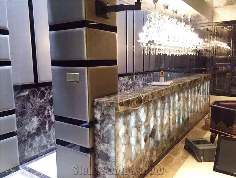 Grey Gemstone Wall Tile Smoky Quartz Slab