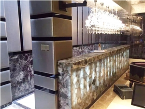 Grey Gemstone Wall Tile Smoky Quartz Slab