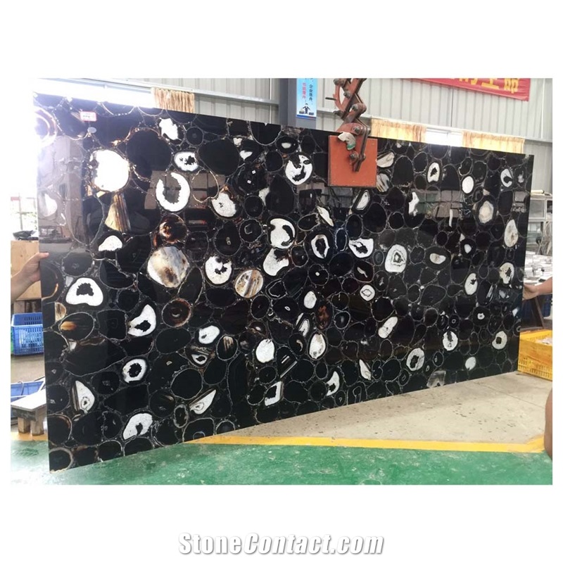 Luxury Gem Composite Wall Planel Black Agate Slab