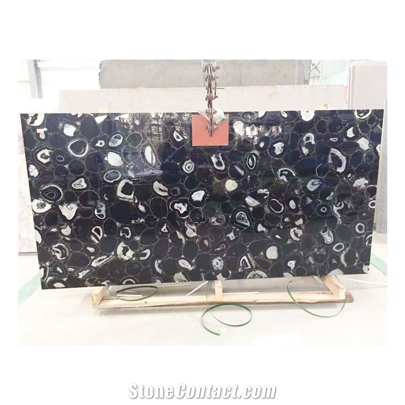 Luxury Gem Composite Wall Planel Black Agate Slab