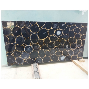Luxury Gem Composite Wall Planel Black Agate Slab