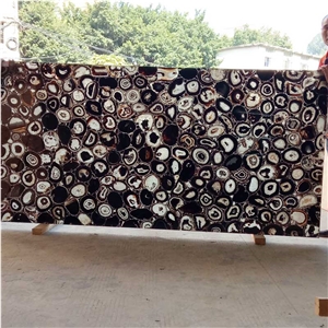 Luxury Gem Composite Wall Planel Black Agate Slab