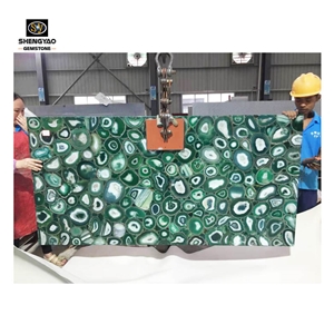 Luxury Green Agate Slab Gemstone Wall Panels Tiles
