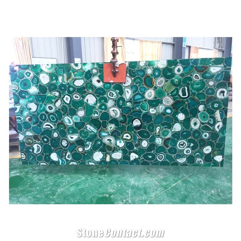 Luxury Green Agate Slab Gemstone Wall Panels Tiles
