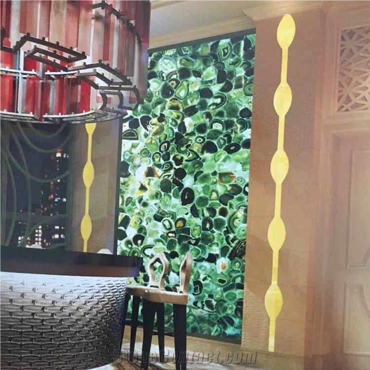 Luxury Green Agate Slab Gemstone Wall Panels Tiles