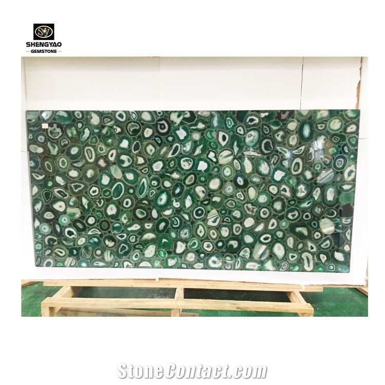 Luxury Green Agate Slab Gemstone Wall Panels Tiles