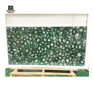 Luxury Green Agate Slab Gemstone Wall Panels Tiles