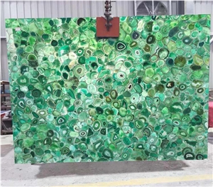 Luxury Green Agate Slab Gemstone Wall Panels Tiles