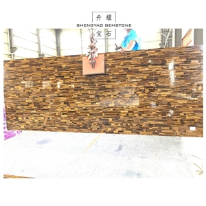 Luxury Wall Panels Yellow Tiger Eye Semiprecious Stone Slabs, Gemstone Slabs