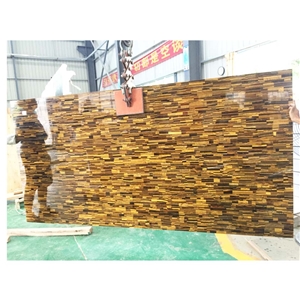 Luxury Wall Panels Yellow Tiger Eye Semiprecious Stone Slabs, Gemstone Slabs