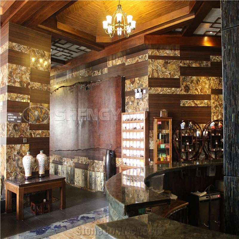 Natural Petrified Wood Stone Tile Wall Slab