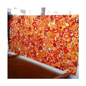 Red Agate Slab Backlit Translucent Wall Panels