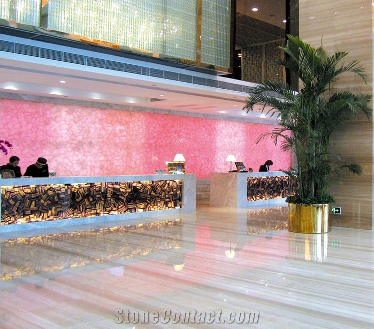 Rose Quartz Slab Semi Precious Stone Panels