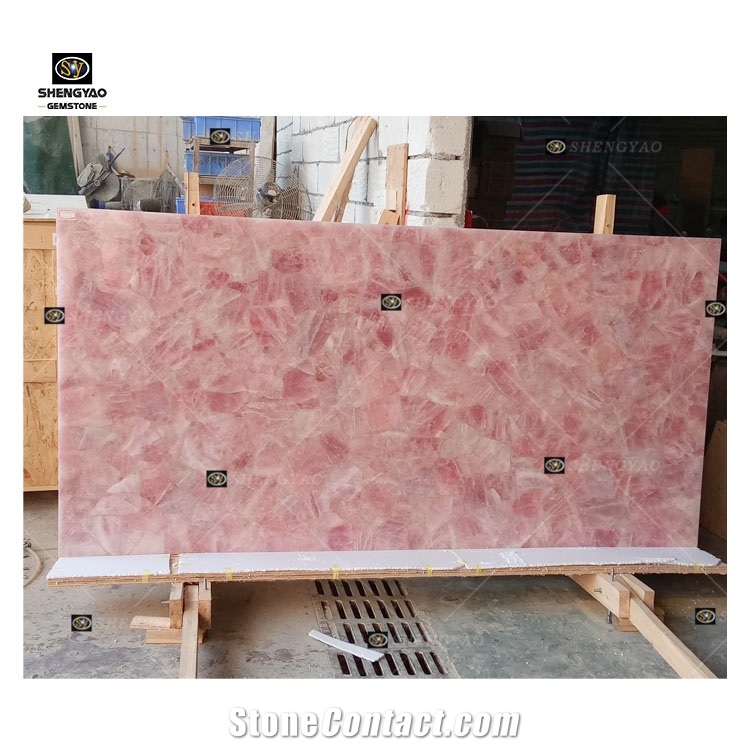 Rose Quartz Slab Semi Precious Stone Panels