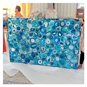 Semiprecious Stone Slabs Composite Blue Agate Slab