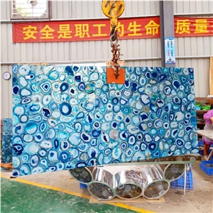 Semiprecious Stone Slabs Composite Blue Agate Slab