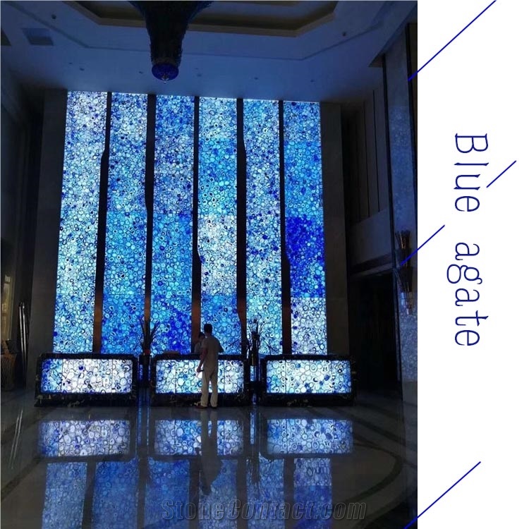 Semiprecious Stone Slabs Composite Blue Agate Slab