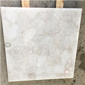 White Crystal Backlit Gem Stone Slab