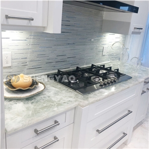 White Crystal Backlit Gem Stone Slab