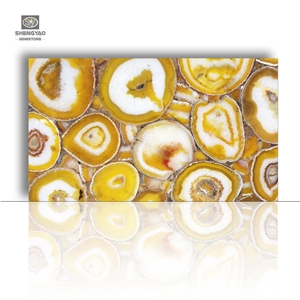Yellow Agate Slab Luxury Gemstone Wall Panel