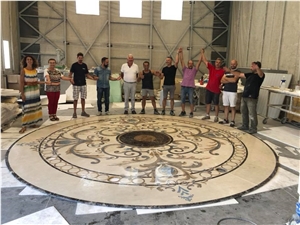 Waterjet Cut Marble Inlay Floor Medallion