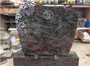 Grape Carving Green Granite Headstone