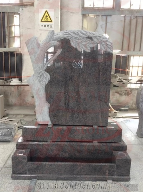 Grape Carving Green Granite Headstone