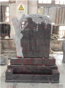 Grape Carving Green Granite Headstone