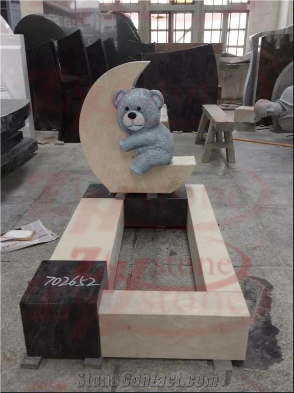 Grape Carving Green Granite Headstone