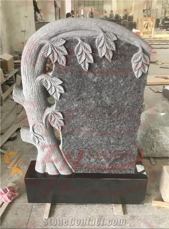 Grape Carving Green Granite Headstone