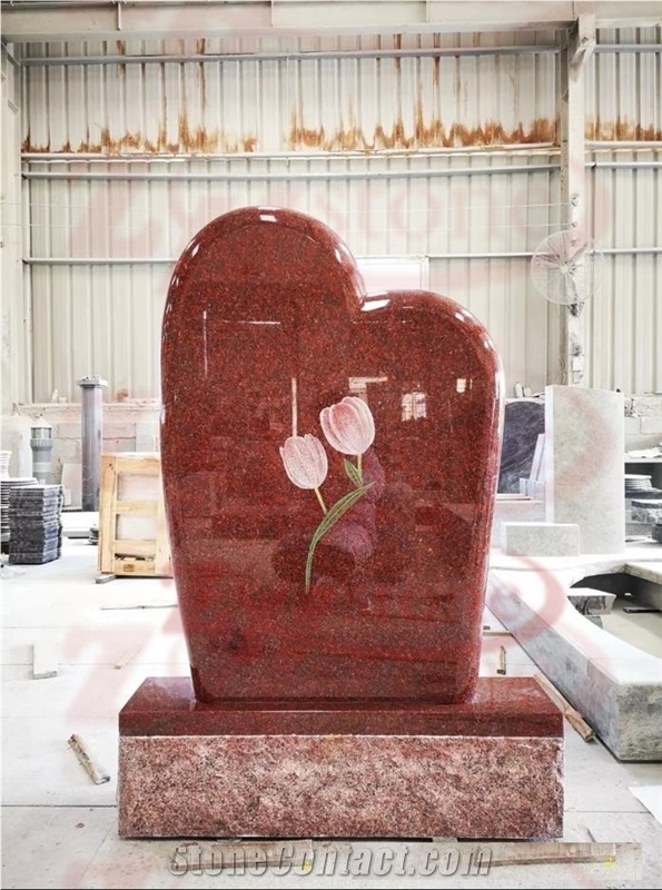 Grape Carving Green Granite Headstone